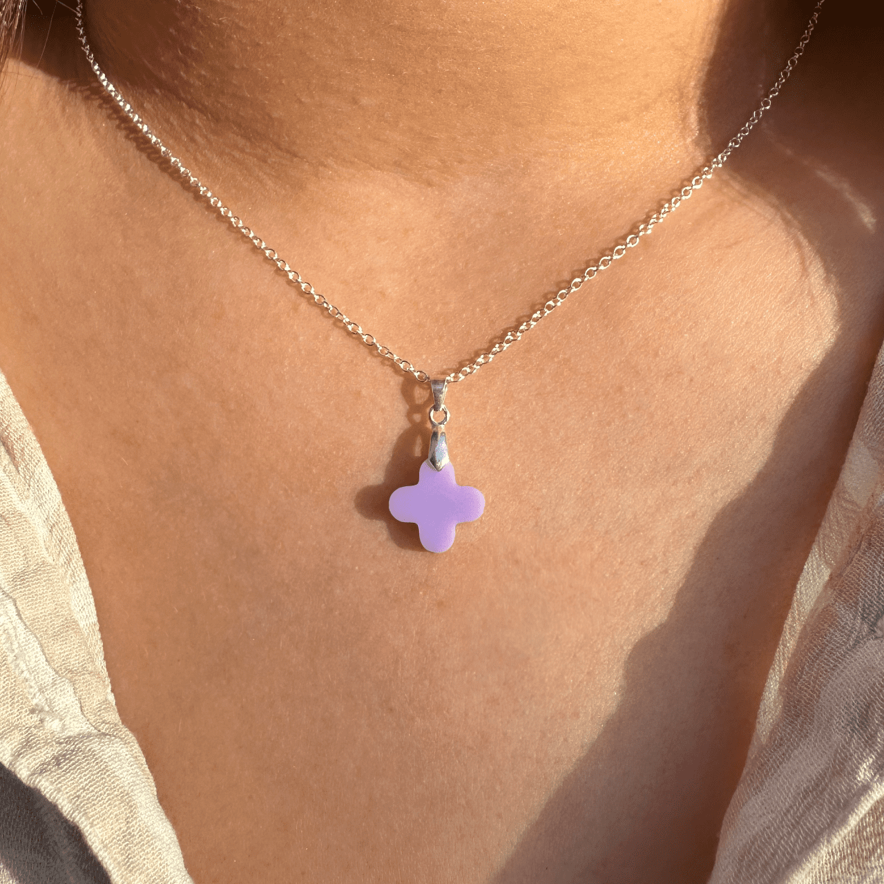 Collier Modèle Lola violet chaîne Argent 925